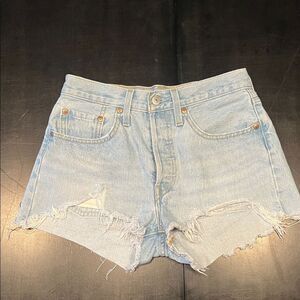 Levi's Light Blue Distressed Jean Shorts